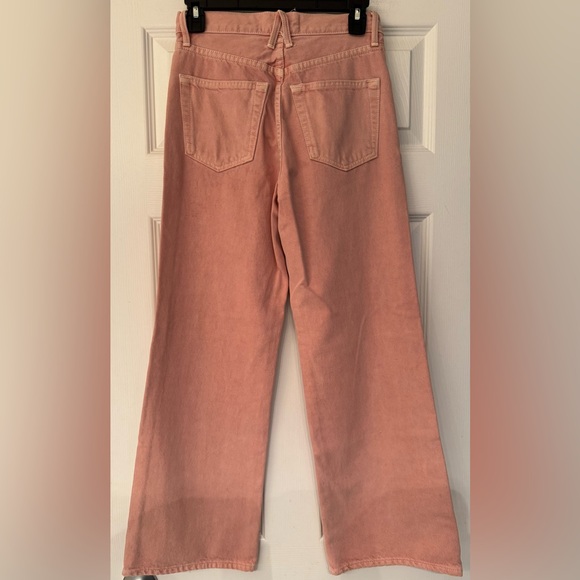 SLVRLAKE Grace Ankle Cropped Dusty Pink Women’s  Flare Wide Leg Jeans Size 24 - Picture 7 of 14